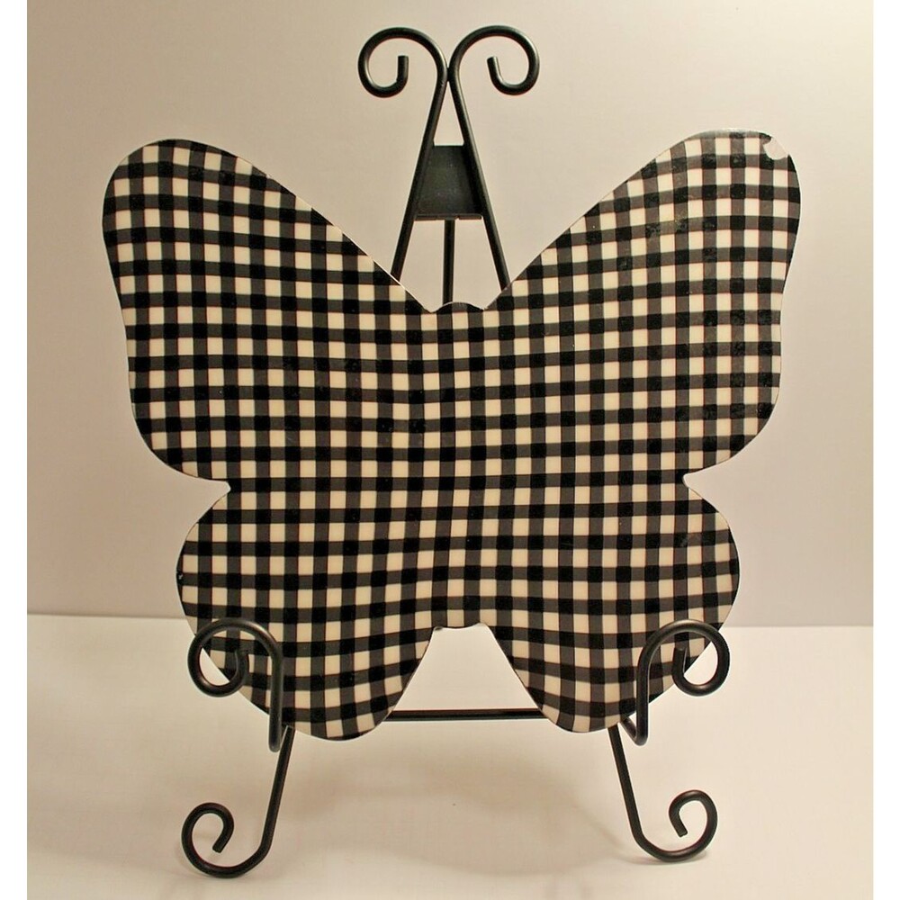 Dolly Parton Tennessee Home Butterfly Serving Board Black White Checkered 11.5"